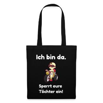 Lustiges Kinder Shirt Ich bin da. Cooles Bike Kind - Stoffbeutel - Schwarz - Vorne