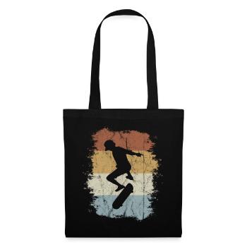 Retro Vintage Skater Kickflip Skateboard Geschenk - Stoffbeutel - Schwarz - Vorne