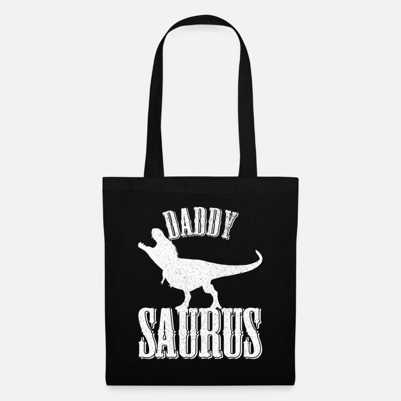 Papa Saurus Geschenkidee - Stoffbeutel - Schwarz