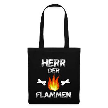 Herr der Flammen - Camping Grillmeister Feuerwehr - Stoffbeutel - Schwarz - Vorne