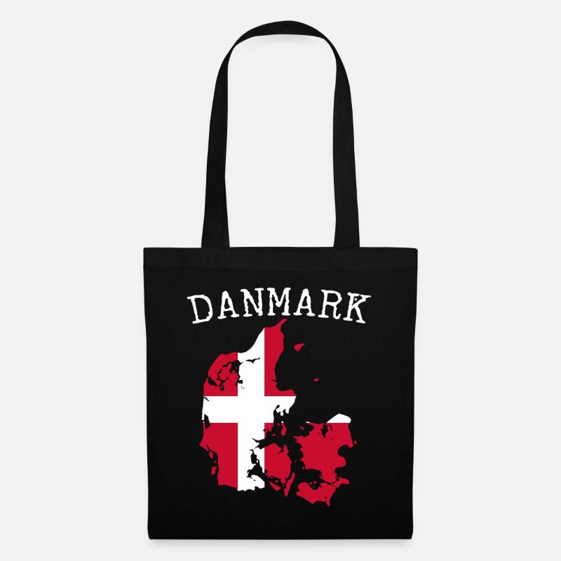 Denmark flag map - Tote Bag - black