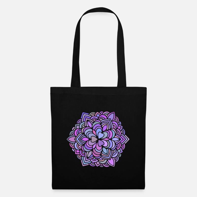 Mandala bunte Geschenkidee - Stoffbeutel - Schwarz