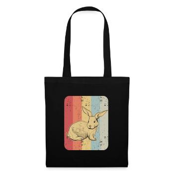 Hase Kaninchen Retro Vintage Geschenk - Stoffbeutel - Schwarz - Vorne