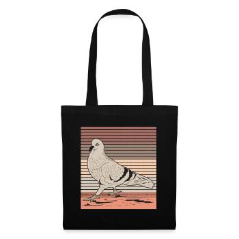 Taube Straßentaube Retro Vogel Taubenzüchter - Stoffbeutel - Schwarz - Vorne
