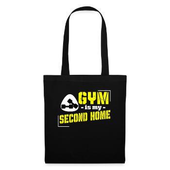 Gym is my Second Home Fitness Sportsmen Body Gift - Stoffbeutel - Schwarz - Vorne
