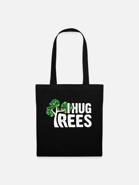 I Hug Trees - Leaves Earth Protection Tree Nature - Stoffbeutel - Schwarz