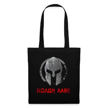 Sparta Krieger Helm Molon Labe - Stoffbeutel - Schwarz - Vorne