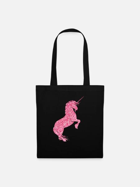 Pink Einhorn - Stoffbeutel - Schwarz