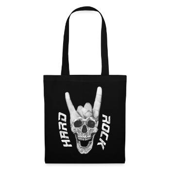 Hard Rock Musik Totenkopf Teufelshörner-Zeichen - Stoffbeutel - Schwarz - Vorne