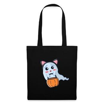 Halloween ghost dressed up as a cat - Tote Bag - black - Front