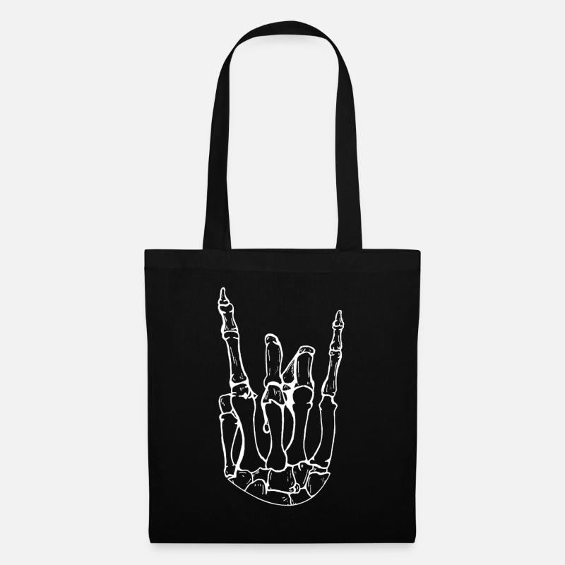 Rocker Hand als Skelett - Stoffbeutel - Schwarz