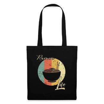 Ramen Life Japanische Nudeln Vintage Retro Style - Stoffbeutel - Schwarz - Vorne