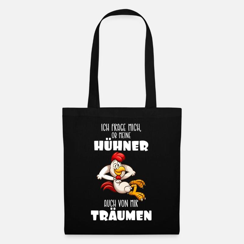 Hühner Träumen - Stoffbeutel - Schwarz