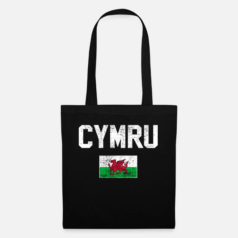 Vintage Wales Flagge - Stoffbeutel - Schwarz