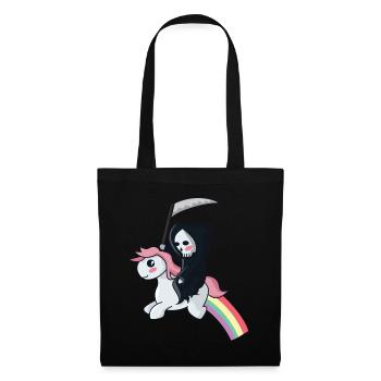 Sensenmann auf einem Einhorn - Stoffbeutel - Schwarz - Vorne