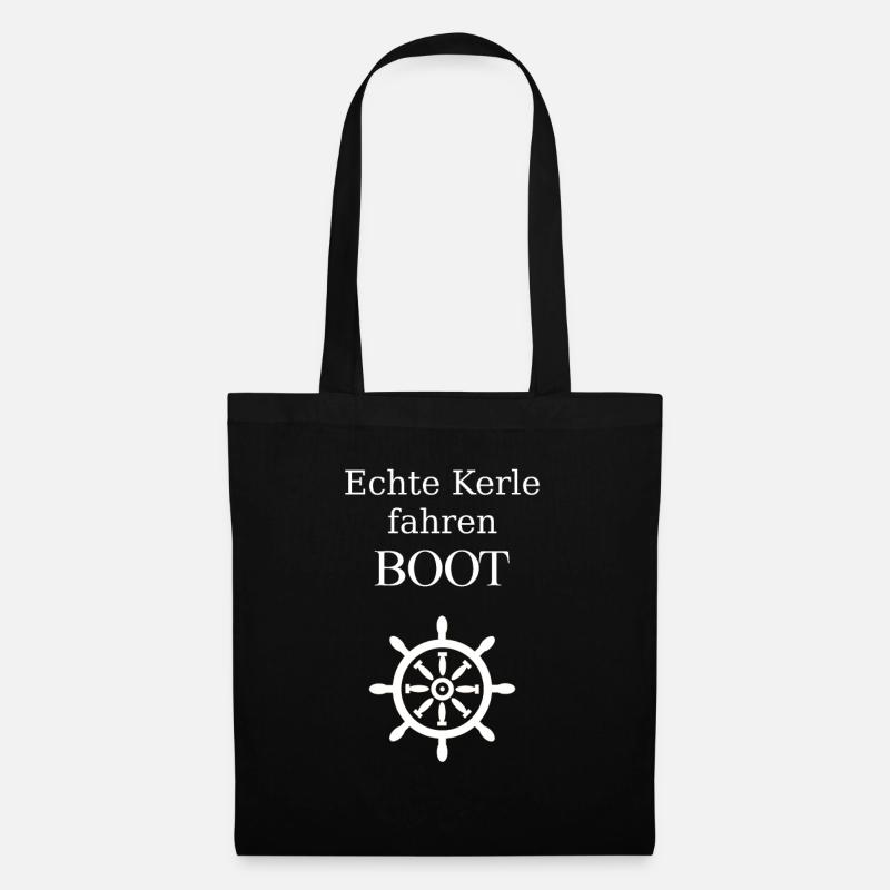Echte Kerle fahren Boot - Stoffbeutel - Schwarz