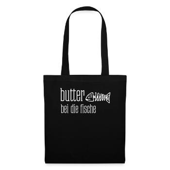 Beurre avec le poisson arête de poisson - Sac en tissu - noir - Devant