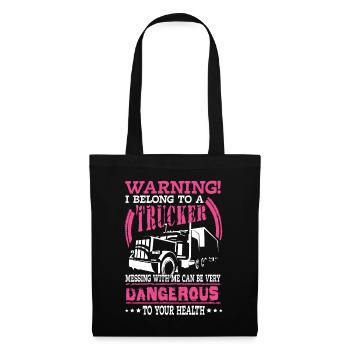 Warning I belong to a trucker - road rage - Tote Bag - black - Front