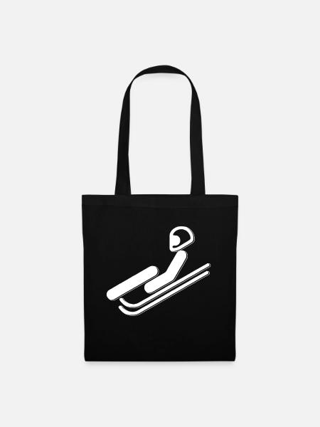 Rodel Rennrodel Kunstrodelnbahn Shirt Geschenk - Stoffbeutel - Schwarz