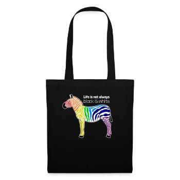 Buntes Zebra Regenbogen Positiver Spruch Geschenk - Stoffbeutel - Schwarz - Vorne
