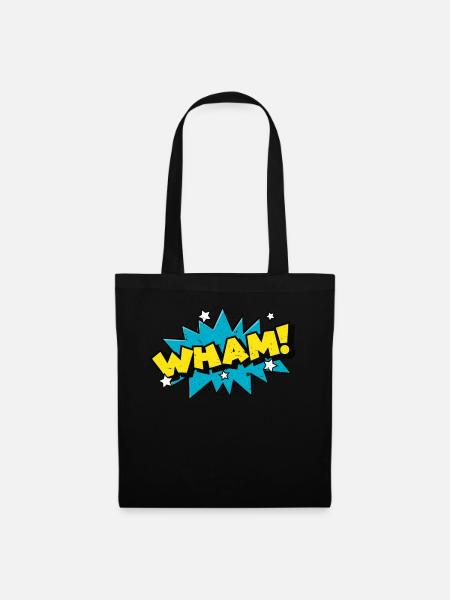 WHAM ! Comic Book Cartoon Funny Pop Art - Stoffbeutel - Schwarz