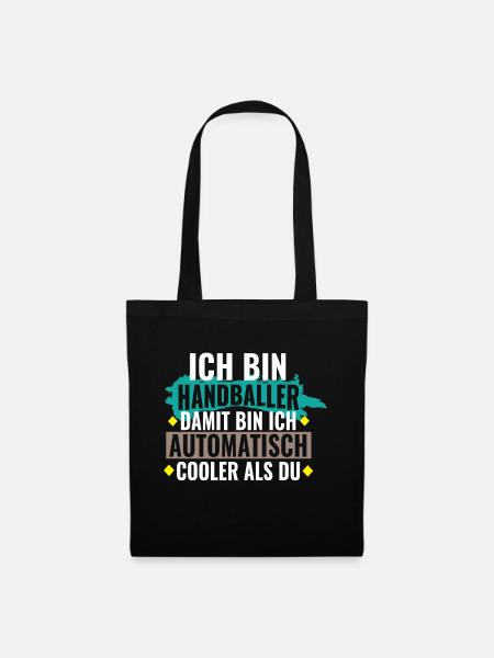 Handballer automatisch cooler - Geschenk -Handball - Stoffbeutel - Schwarz