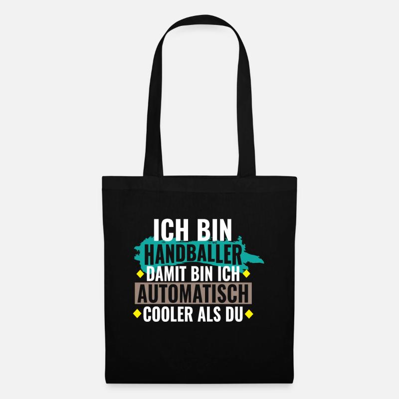 Handballer automatisch cooler - Geschenk -Handball - Stoffbeutel - Schwarz