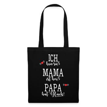 Papa Mama Baby Vatertag Glueck - Stoffbeutel - Schwarz - Vorne