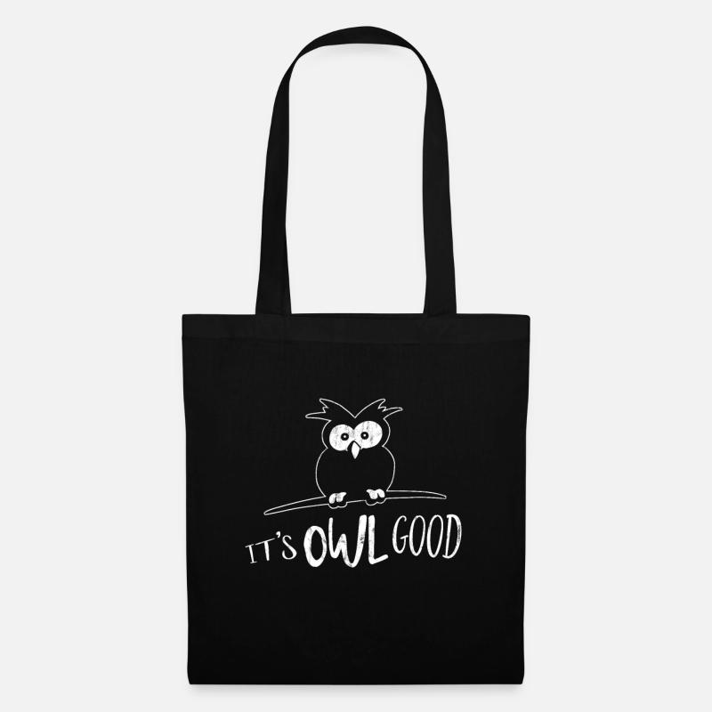 It's OWL Good Vibes Easy Going coole Eule Geschenk - Stoffbeutel - Schwarz