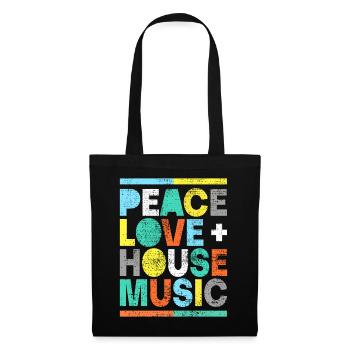 Frieden Liebe Haus Musik - Stoffbeutel - Schwarz - Vorne