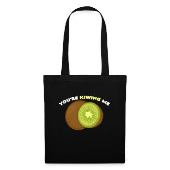 You're Kiwing Me | Kiwis Liebespaar Vegan Geschenk - Stoffbeutel - Schwarz - Vorne