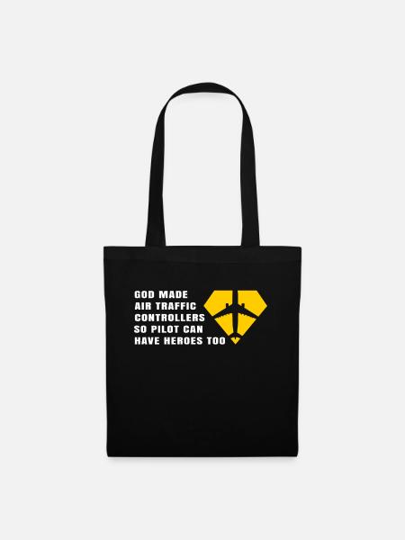 Fluglotse Shirt Geschenk Flugverkehrsleiter Lotse - Stoffbeutel - Schwarz