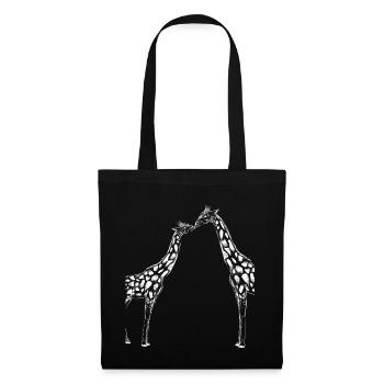 Giraffe Pärchen Tiergeschenk - Stoffbeutel - Schwarz - Vorne