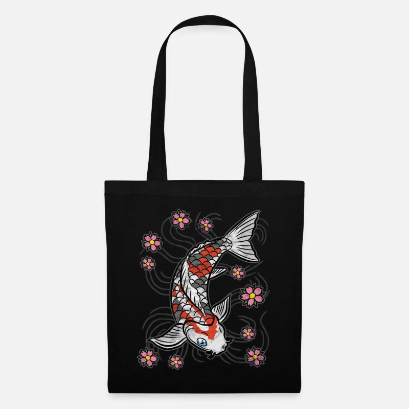 Koi Fisch Karpfen Teich - Stoffbeutel - Schwarz