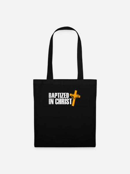 Taufe Taufe in Christi Geschenk - Stoffbeutel - Schwarz
