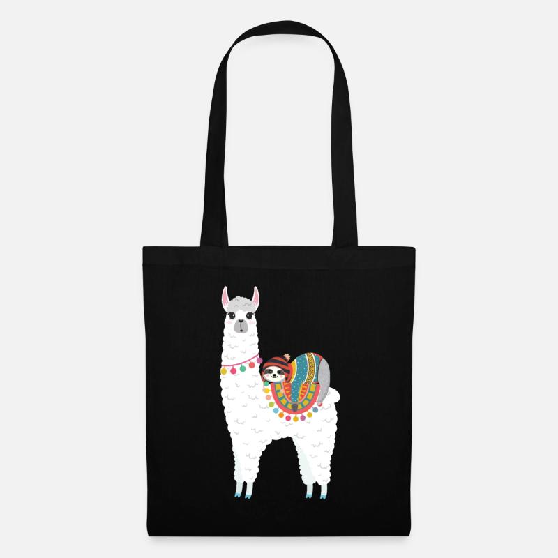 Sloth sleeps on llama - Tote Bag - black