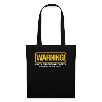 Warning Crazy Girlfriend Property Funny Boyfriend - Tote Bag - black - Front