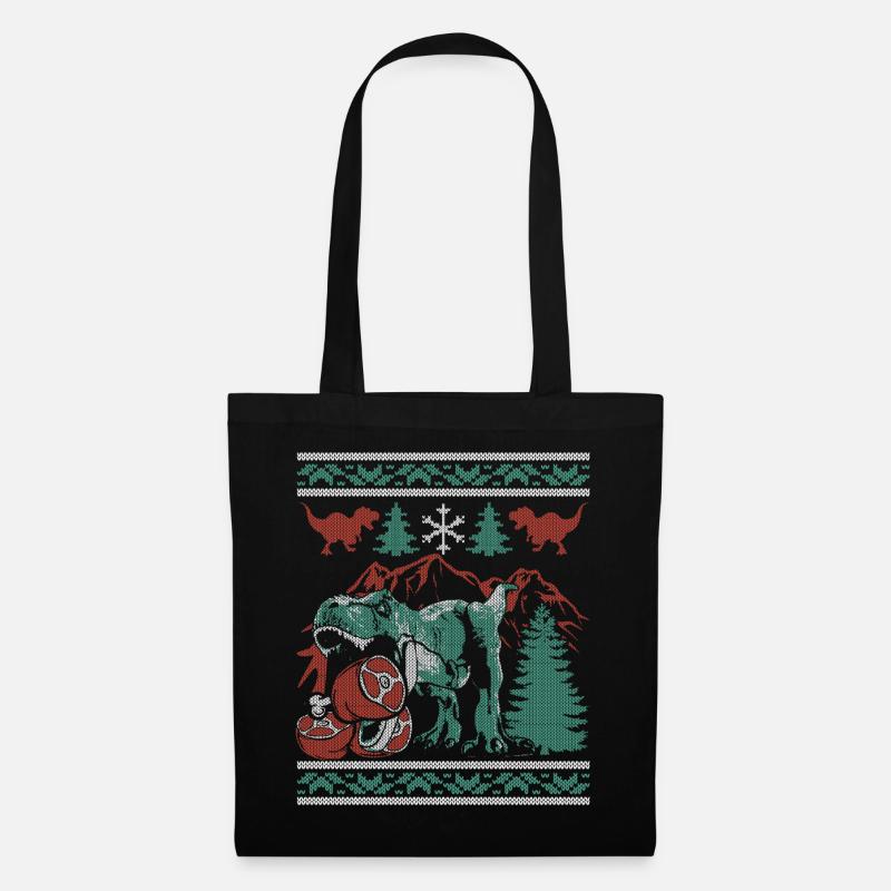 Dinosaurier Weihnachten Fleisch essen Dino Geschenk - Stoffbeutel - Schwarz