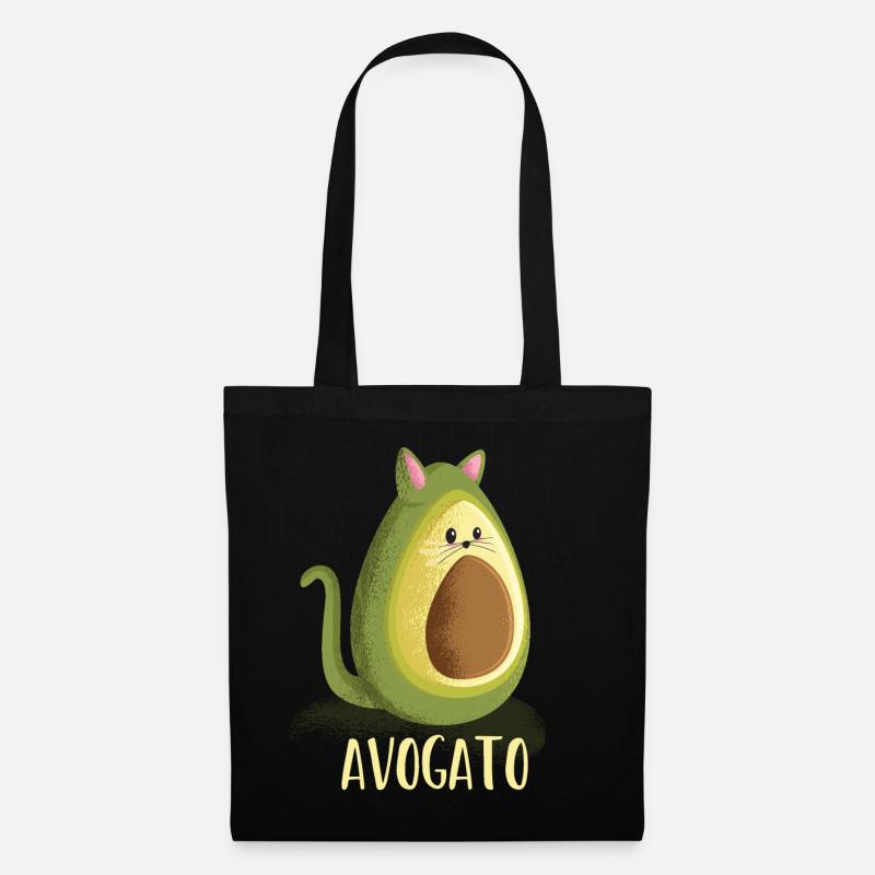 Cool funny vegan vegetarian Avocado cat present - Stoffbeutel - Schwarz