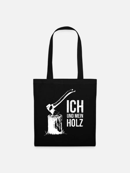 Ich und Mein Holz | Cooles Beil Brennholz Geschenk - Stoffbeutel - Schwarz