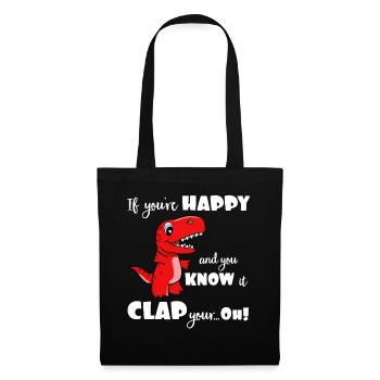 Happy Clap Your Short Arms Dinosaur - Tote Bag - black - Front
