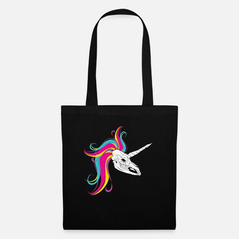 Einhorn - Licorne - Unicorn Schädel Skull - Stoffbeutel - Schwarz