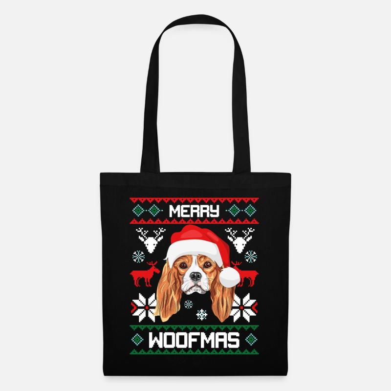 Merry Woofmas Cavalier King Charles Spaniel - Stoffbeutel - Schwarz