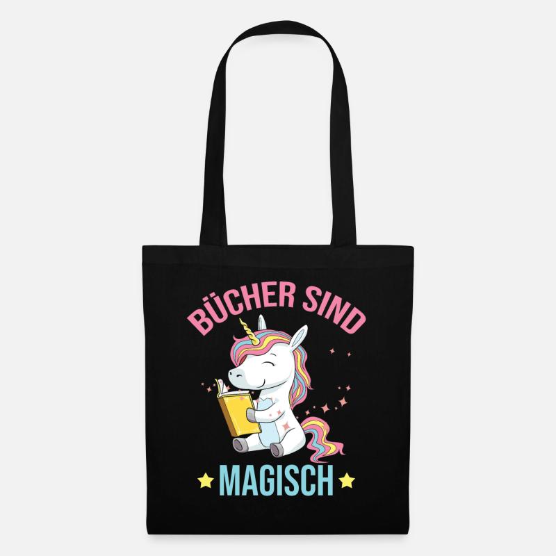 Bücher Buch Magisch Einhorn Lesen Mädchen Geschenk - Stoffbeutel - Schwarz