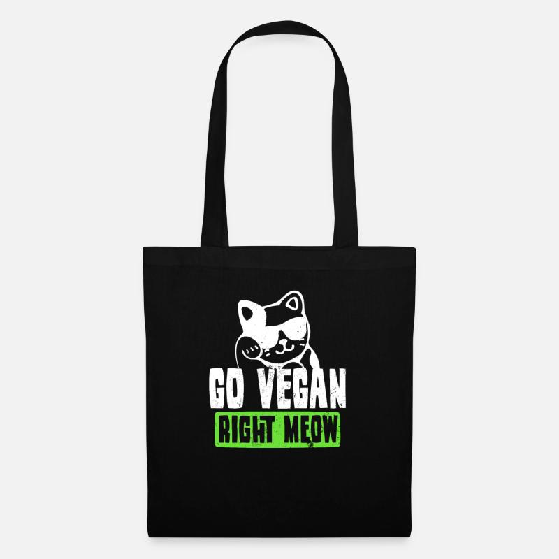 Vegane Katze gehen veganes rechtes Meow Geschenk - Stoffbeutel - Schwarz