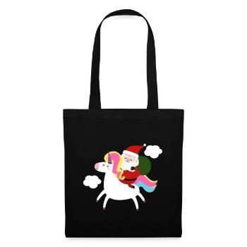 Idée de cadeau d'hiver sucrée Père Noël Licorne - Sac en tissu - noir - Devant