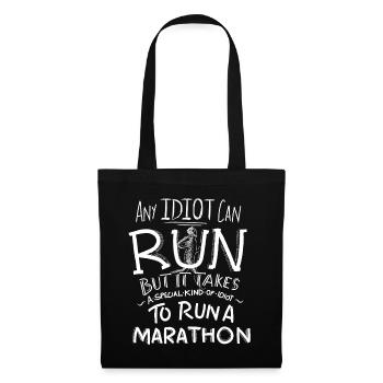 Marathon-Läufer-laufendes Geschenk-lustiger Zitat-Idiot - Stoffbeutel - Schwarz - Vorne