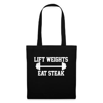Gewichtheben Steaks Protein - Stoffbeutel - Schwarz - Vorne