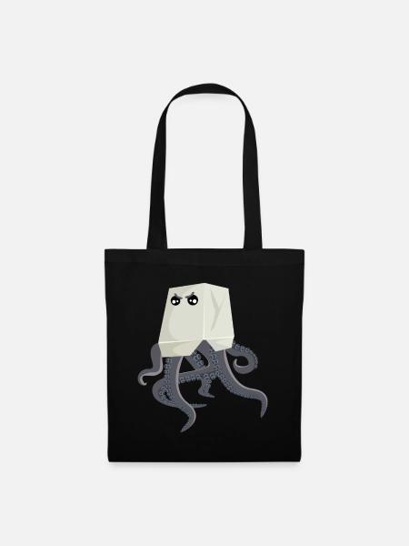 Oktopus in asiatischer Nudelbox - Stoffbeutel - Schwarz