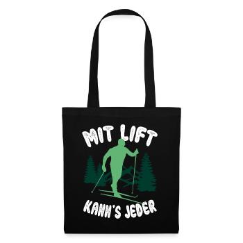 Witziges Langlauf Wintersport Loipe Ski Geschenk - Stoffbeutel - Schwarz - Vorne